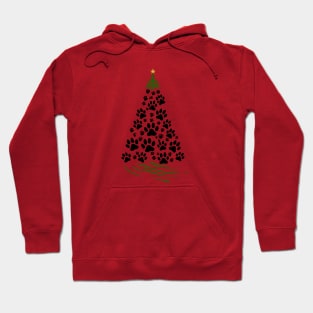 Dog Lover Paw Print Christmas Tree 6 Hoodie